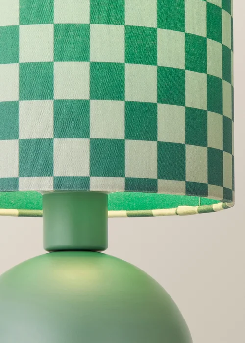 ValueLights Miley Green Checkerboard Drum Lamp Shade Table Lamp - One Size Image 4