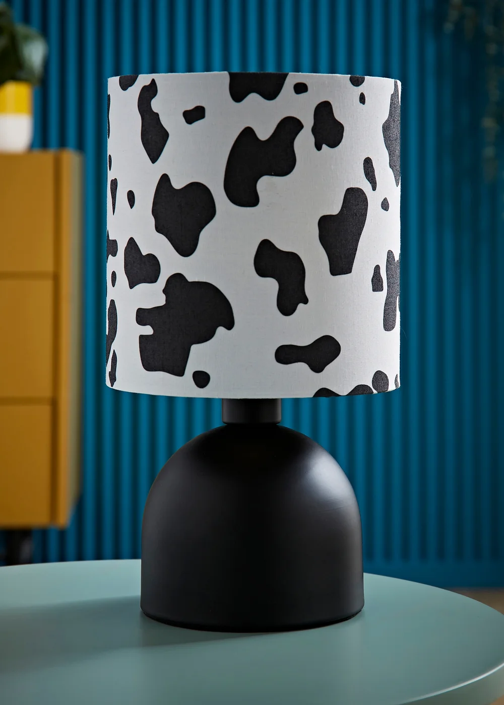 ValueLights Miley Cow Print Drum Lamp Shade Matte Black Table Lamp - One Size Image 1