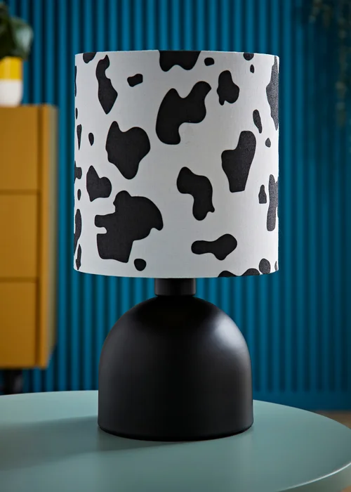 ValueLights Miley Cow Print Drum Lamp Shade Matte Black Table Lamp - One Size Image 1