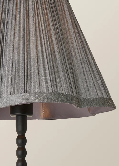 ValueLights Maeve Pleated Faux Silk Scallop Shade Black Bobbin Bobble Table Lamp - One Size Image 4