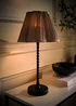 ValueLights Maeve Pleated Faux Silk Scallop Shade Black Bobbin Bobble Table Lamp - One Size Image 2