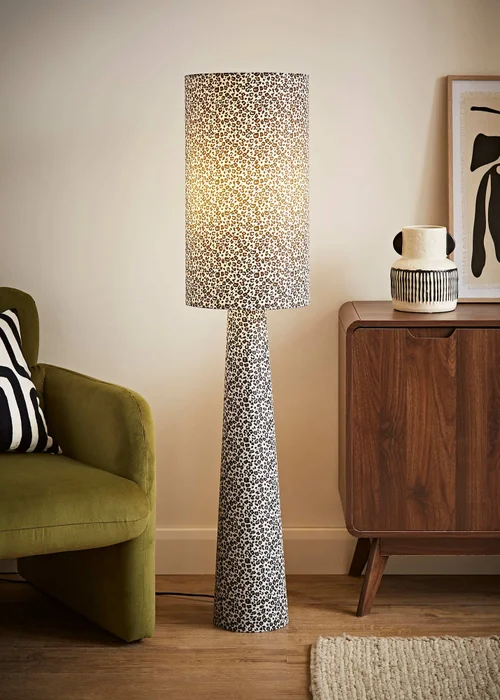 ValueLights Bertie Leopard Print Full Fabric Midi Floor Lamp - One Size Image 1