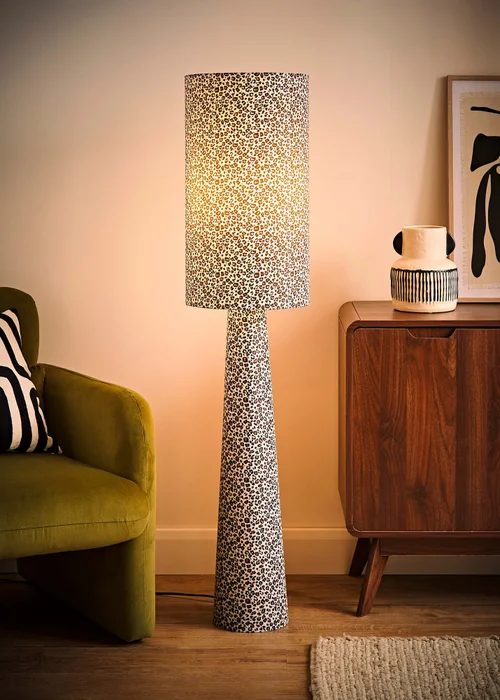 ValueLights Bertie Leopard Print Full Fabric Midi Floor Lamp - One Size Image 3