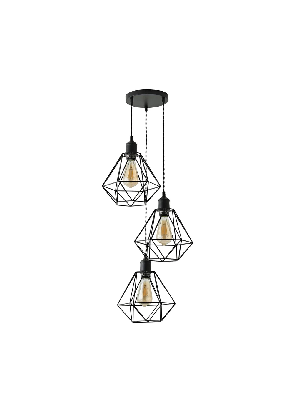 ValueLights Diablo Geometric Shade 3 Drop Cluster Matte Black Ceiling Pendant Light - One Size Image 2
