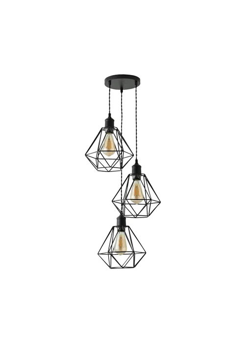 ValueLights Diablo Geometric Shade 3 Drop Cluster Matte Black Ceiling Pendant Light - One Size Image 2