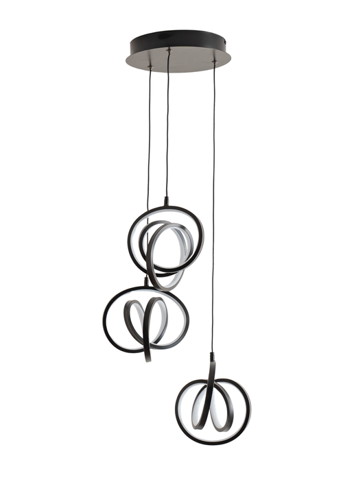 ValueLights Infinity Matte Black Loop Twirl 3 Way Cluster Drop LED Ceiling Pendant Light - One Size Image 3