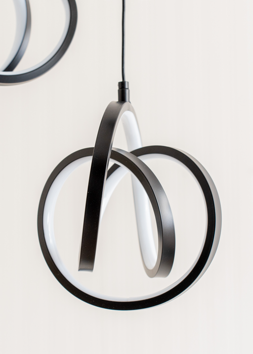 ValueLights Infinity Matte Black Loop Twirl 3 Way Cluster Drop LED Ceiling Pendant Light - One Size Image 4