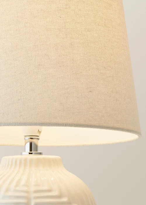 ValueLights Harrison Tapered Lamp Shade Geometric Ribbed Pattern Gloss Small Table Lamp - One Size Image 4