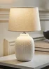 ValueLights Harrison Tapered Lamp Shade Geometric Ribbed Pattern Gloss Small Table Lamp - One Size Image 1