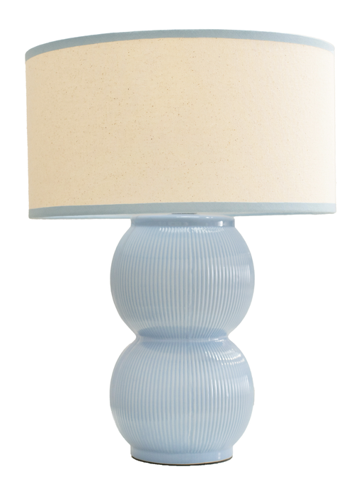 ValueLights Gemma Linen with Trim Drum Lamp Shade Stacked Ribbed Glazed Table Lamp - One Size Image 3