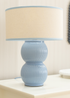 ValueLights Gemma Linen with Trim Drum Lamp Shade Stacked Ribbed Glazed Table Lamp - One Size Image 1