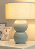 ValueLights Gemma Linen with Trim Drum Lamp Shade Stacked Ribbed Glazed Table Lamp - One Size Image 2