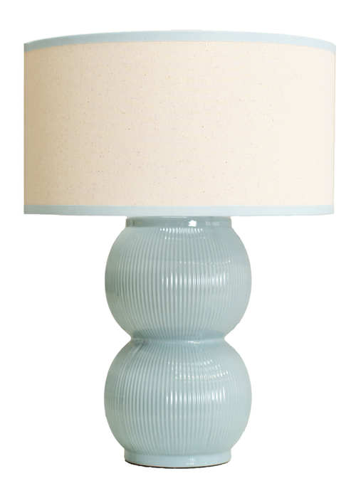 ValueLights Gemma Linen with Trim Drum Lamp Shade Stacked Ribbed Glazed Table Lamp - One Size Image 3