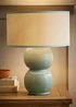 ValueLights Gemma Linen with Trim Drum Lamp Shade Stacked Ribbed Glazed Table Lamp - One Size Image 1