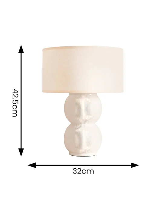 ValueLights Gemma Linen with Trim Drum Lamp Shade Stacked Ribbed Glazed Table Lamp - One Size Image 4