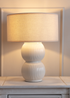ValueLights Gemma Linen with Trim Drum Lamp Shade Stacked Ribbed Glazed Table Lamp - One Size Image 2