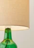 ValueLights Aida Natural Linen Tall Lamp Bright Green Bubble Glass Table Lamp - One Size Image 4
