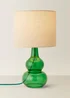 ValueLights Aida Natural Linen Tall Lamp Bright Green Bubble Glass Table Lamp - One Size Image 3