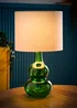 ValueLights Aida Natural Linen Tall Lamp Bright Green Bubble Glass Table Lamp - One Size Image 2