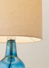 ValueLights Aida Natural Linen Tall Lamp Shade Blue Bubble Glass Table Lamp - One Size Image 4