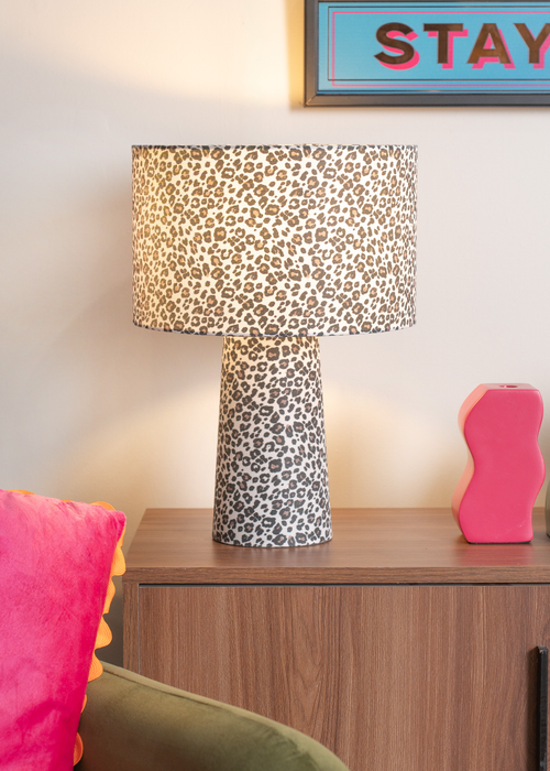 ValueLights Bertie Leopard Print Full Fabric Table Lamp - One Size Image 2