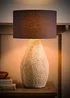 ValueLights Colin Drum Shade Grey Speckled Hand Finished Ceramic Stoneware Table Lamp - One Size Image 2