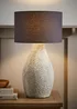 ValueLights Colin Drum Shade Grey Speckled Hand Finished Ceramic Stoneware Table Lamp - One Size Image 1