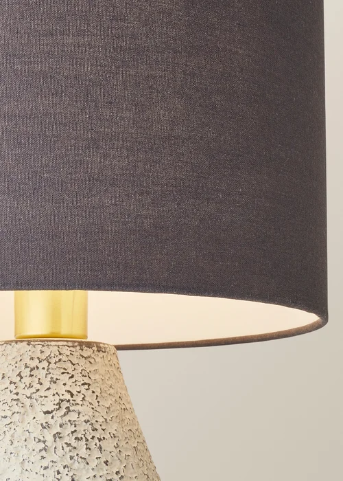 ValueLights Colin Drum Shade Grey Speckled Hand Finished Ceramic Stoneware Table Lamp - One Size Image 4