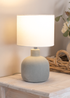 ValueLights Chelsea Natural Linen Shade Hand Finished Sandblast Grey Ceramic Table Lamp - One Size Image 2