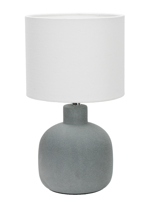ValueLights Chelsea Natural Linen Shade Hand Finished Sandblast Grey Ceramic Table Lamp - One Size Image 3