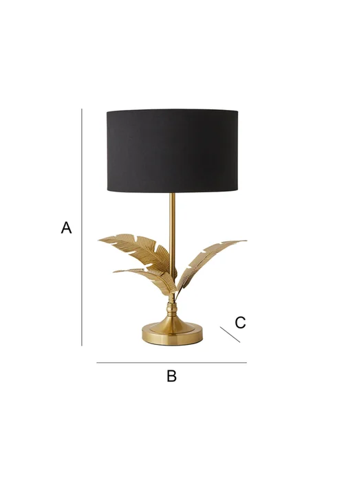 ValueLights Christina Black with Metallic Gold Drum Shade Gold Palm Leaf Table Lamp - One Size Image 6