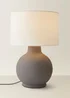 ValueLights Blair Natural Linen Drum Shade Hand Finished Grey Ceramic Stoneware Table Lamp - One Size Image 3