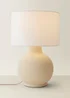 ValueLights Blair Natural Linen Drum Shade Hand Finished Ceramic Stoneware Table Lamp - One Size Image 3