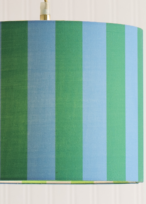 ValueLights Callie Blue & Green Stripe Small Fabric Drum Lamp Shade - One Size Image 3