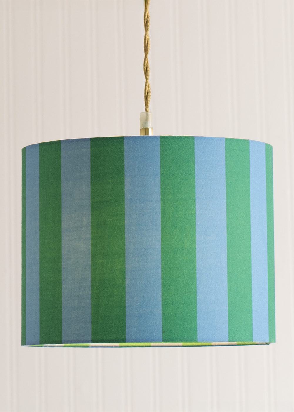ValueLights Callie Blue & Green Stripe Small Fabric Drum Lamp Shade - One Size Image 1