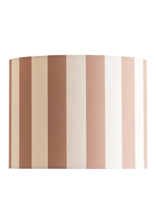 ValueLights Callie Natural & Brown Stripe Small Fabric Drum Lamp Shade - One Size Image 4