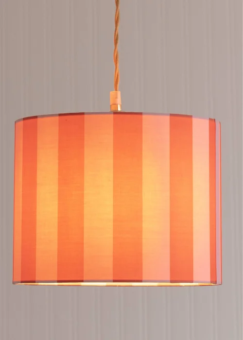 ValueLights Callie Orange & Pink Stripe Small Fabric Drum Lamp Shade - One Size Image 2