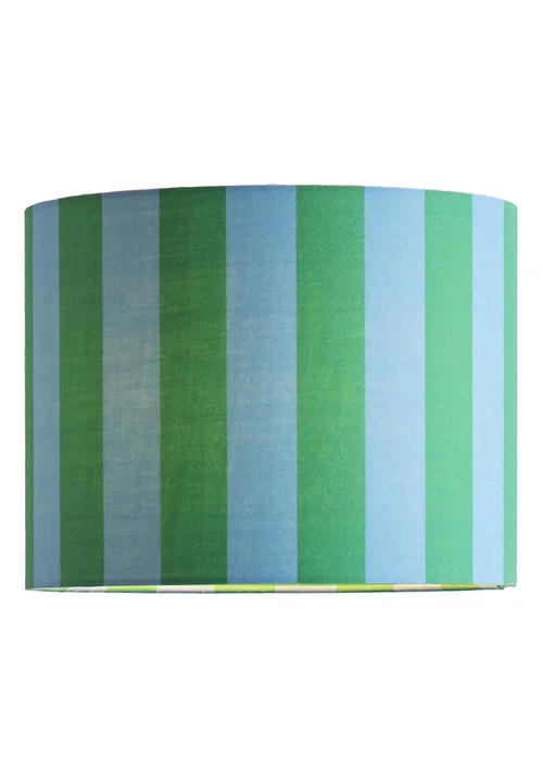 ValueLights Callie Blue & Green Stripe Large Fabric Drum Lamp Shade - One Size Image 4