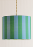 ValueLights Callie Blue & Green Stripe Large Fabric Drum Lamp Shade - One Size Image 1