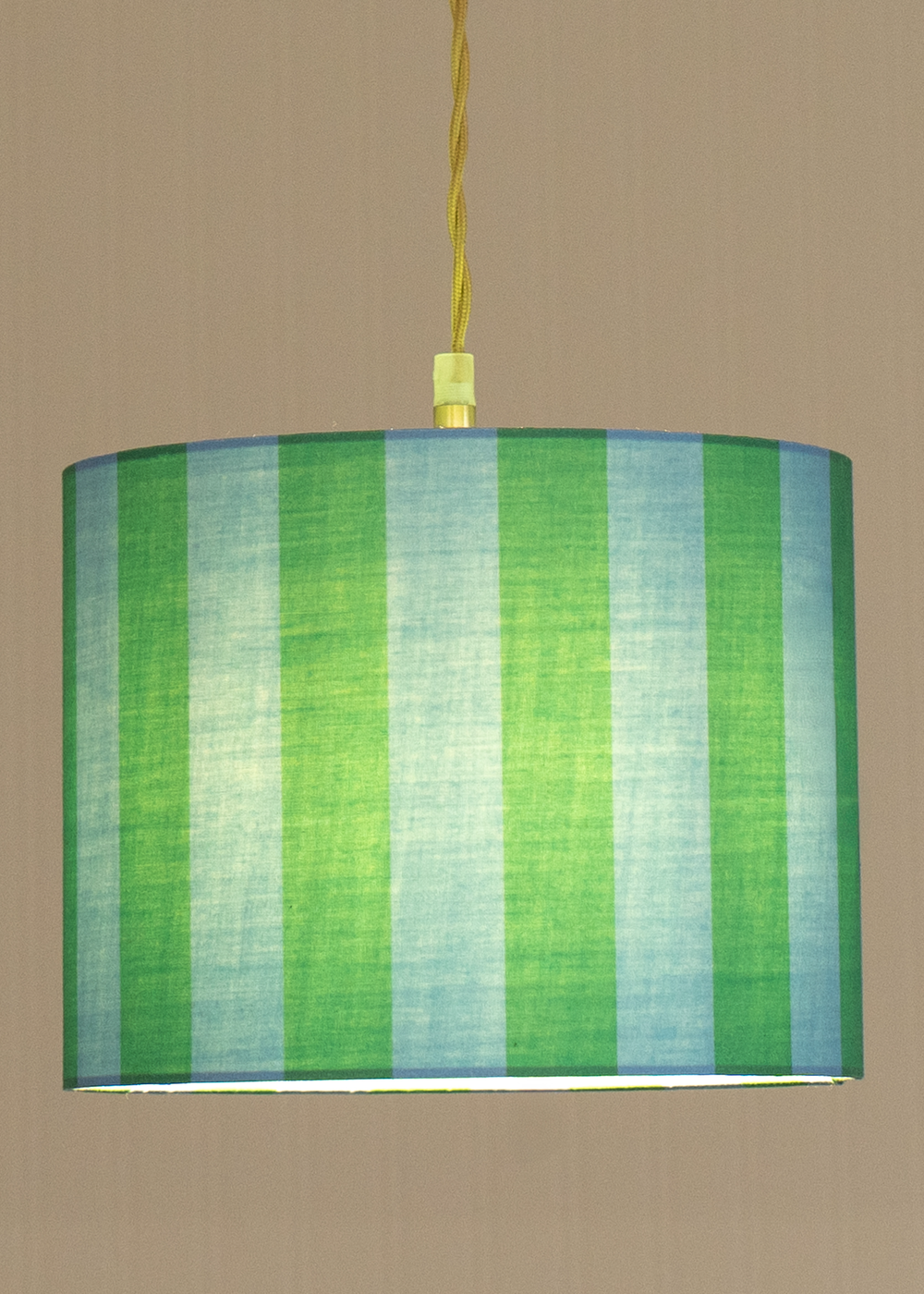 ValueLights Callie Blue & Green Stripe Large Fabric Drum Lamp Shade - One Size Image 2