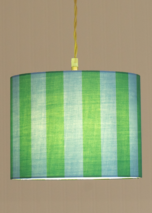 ValueLights Callie Blue & Green Stripe Large Fabric Drum Lamp Shade - One Size Image 2