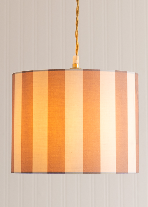 ValueLights Callie Natural & Brown Stripe Large Fabric Drum Lamp Shade - One Size Image 2