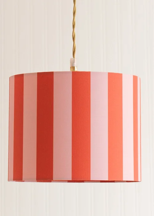 ValueLights Callie Orange & Pink Stripe Large Fabric Drum Lamp Shade - One Size Image 1