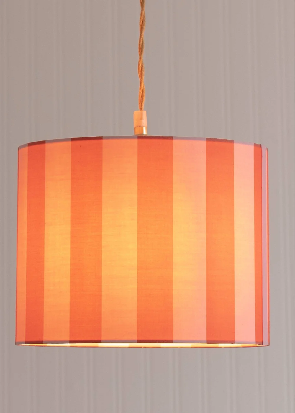 ValueLights Callie Orange & Pink Stripe Large Fabric Drum Lamp Shade - One Size Image 2