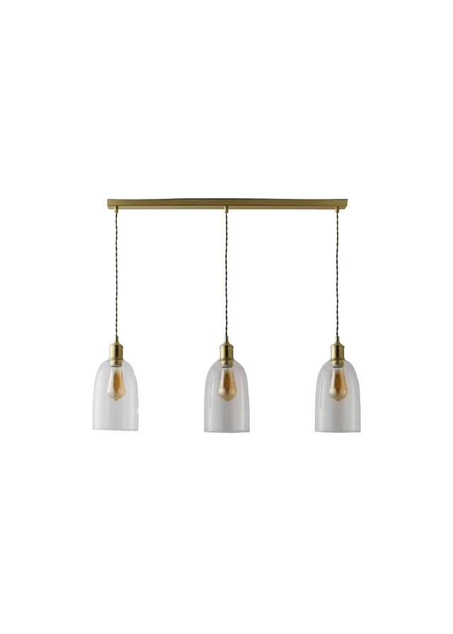 ValueLights Kira Glass Cloche Dome 3 Drop Bar Diner Ceiling Pendant Light