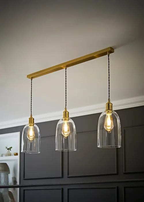 ValueLights Kira Glass Cloche Dome 3 Drop Bar Diner Ceiling Pendant Light - One Size Image 1