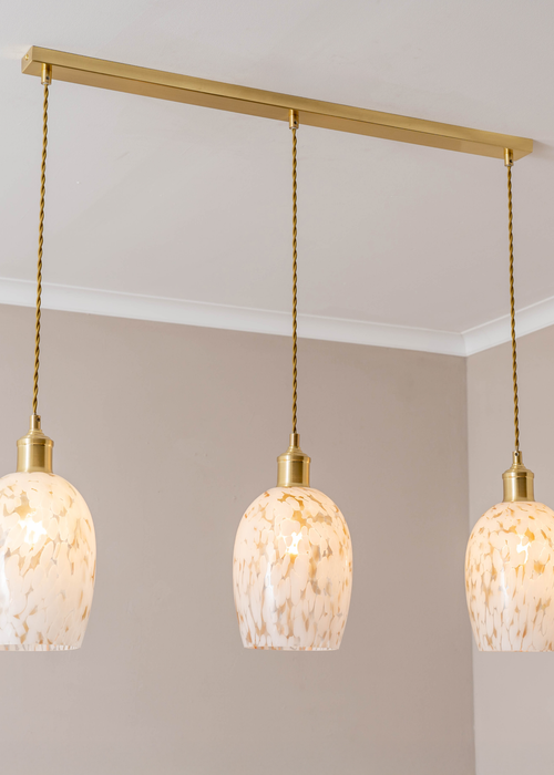 ValueLights India White Confetti Glass Shade 3 Drop Diner Ceiling Pendant Light - One Size Image 5
