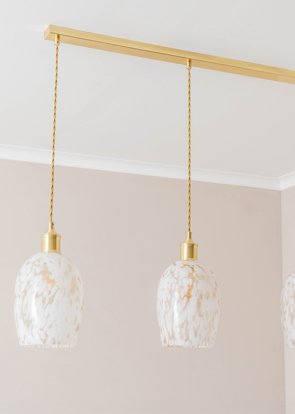 ValueLights India White Confetti Glass Shade 3 Drop Diner Ceiling Pendant Light - One Size Image 4