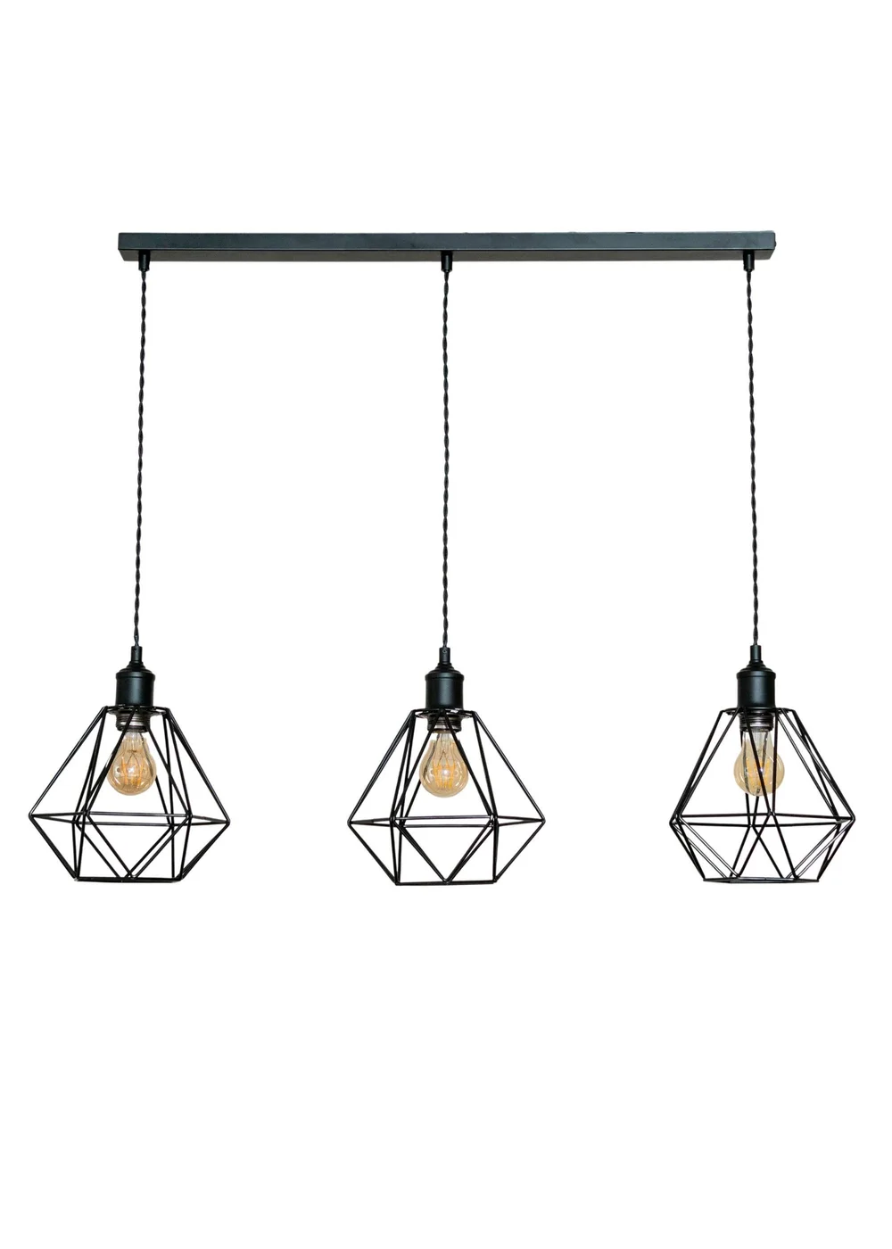 ValueLights Diablo Geometric Shade 3 Drop Diner Bar Ceiling Pendant Light - One Size Image 2