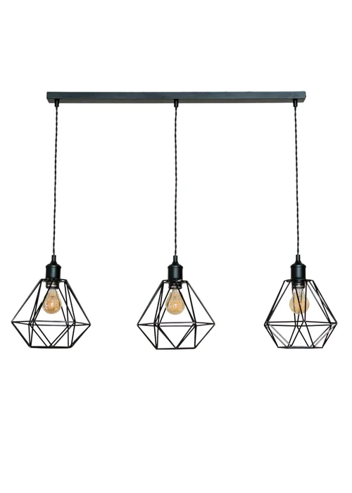 ValueLights Diablo Geometric Shade 3 Drop Diner Bar Ceiling Pendant Light - One Size Image 2